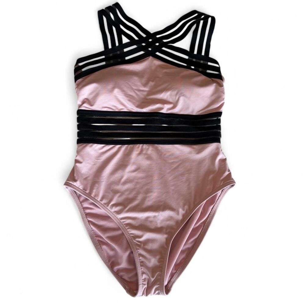 sporty Minimalist Kenneth Cole one piece trendy swim suit